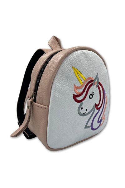 Macco Children's Backpack, Leather, Macco, Unicorn, Light Pink/White