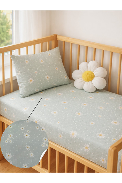 Ozz Baby 100% Cotton 1 Piece Fitted Sheet (70X120X16Cm) 1 Pillowcase & 1 Whit...