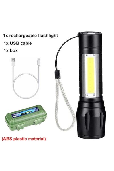 OEM Lanternă tactică reîncărcabilă cu LED COB și zoom telescopic