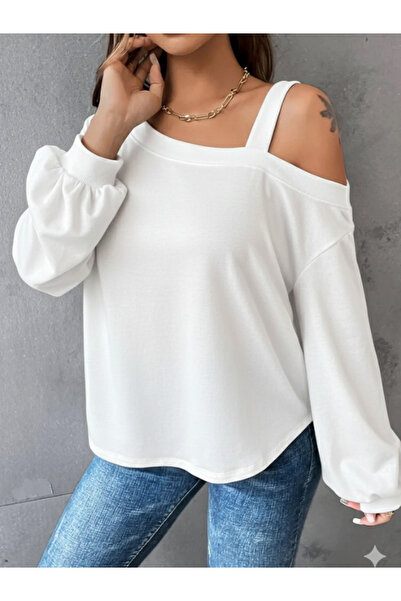 StilVibe Stl Solid Cold Shoulder T-Shirt, Comfortable Long Sleeve Top for Spr...