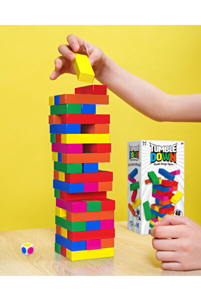 ROUTE Tumble Down- Renkli JENGA (Plastik Denge Oyunu)