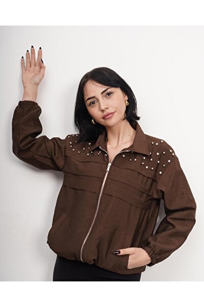 sumoda Women's Seasonal Pocketed Unlined Jacket with Elastic Bottom