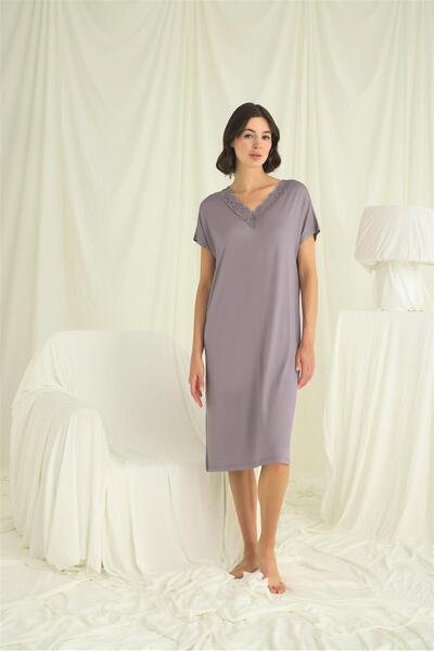 civetta Lace Collar Short Sleeve Nightgown