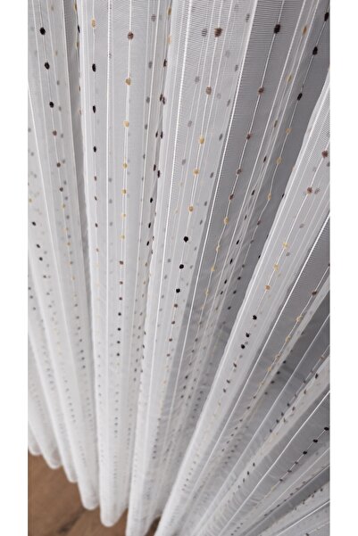 Yuka Perdea din tul ecru cu pomponi, pliuri dense 1/3, nu se șifonează, nu ne...