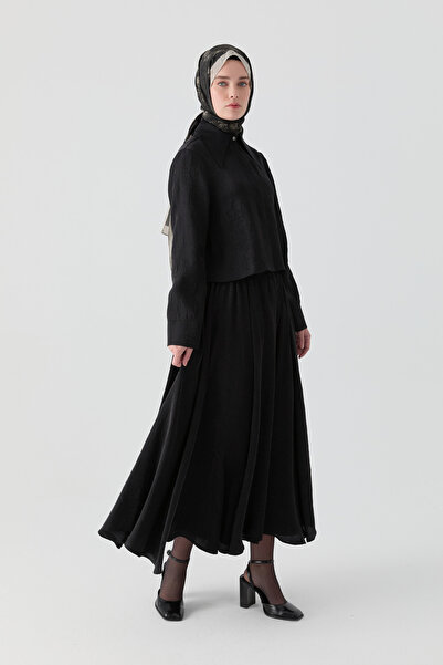 Tuğba Crash Etek Gömlek Takım - Siyah