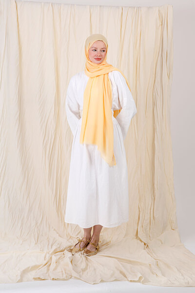 FENZA SCARF Șal din bambus de culoare galben pastel