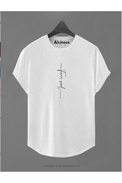ALCİNOUS تي شيرت قطني أساسي مطبوع بقصة ضيقة للجنسين