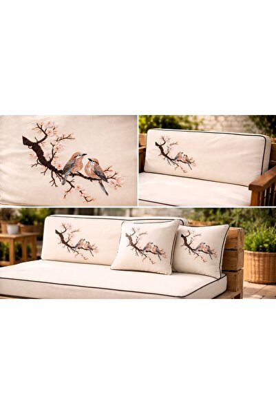 shules collection ŞAKURA ÇİÇEKLERİNDE SERCE NAKIŞLI ÖZEL TASARIM SIRTLIKLI BA...