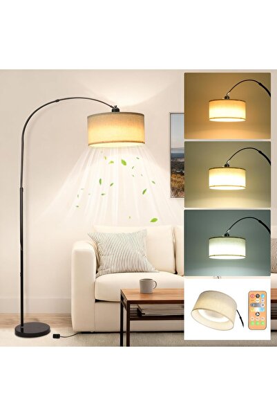 sharpdo Arc Floor Lamp with Fan, 12W 3-Color Dimmable, Remote Control, Marble...