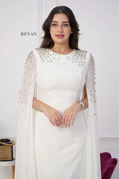 revan Turkish crepe long dress with long sleeves and a scarf