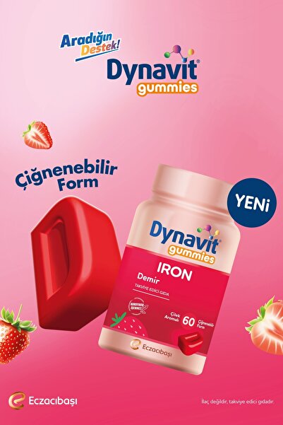 Dynavit Gummies Iron 60 Çiğnenebilir Form - Aile Boyu Kullanım – Demir - Enerji