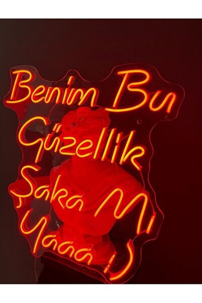 dekoraven Benim Bu Güzelliğim şaka mı ya neon tabela(60x50cm)