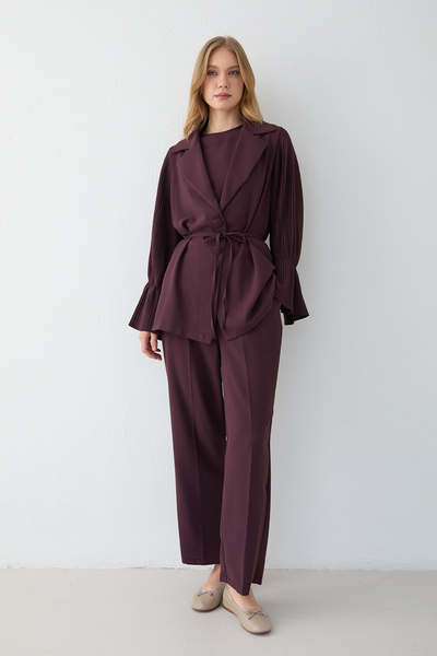 Melike Tatar Pleated Sleeve Suit 32-2614