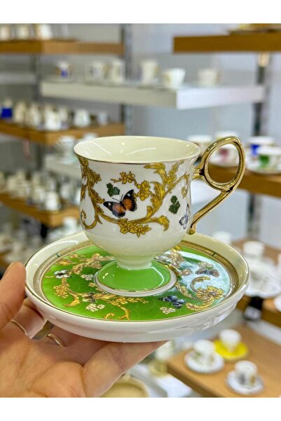 ROY KING YEŞİL AYAKLI TEK KİŞİLİK TÜRK KAHVESİ FİNCANI