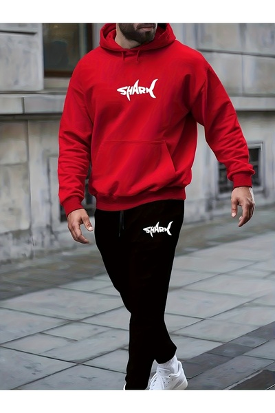mercoledi Shark Printed Hoodie Jogger Bottom Tracksuit Set