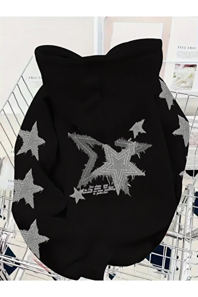 bellanova سويت شيرت أسود للجنسين قصة فضفاضة 3 Thread Shardonlu - جودة ممتازة ...