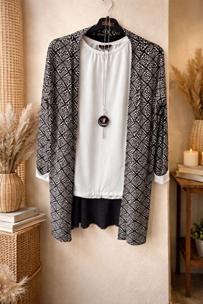 Naz KADIN BÜYÜK BEDEN HIRKA-BLUZ-KOLYE DETALI TAKIM