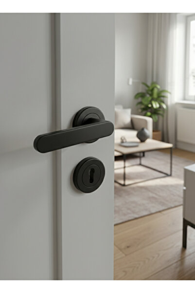 Merkezoğlu Yüksel Alfa Saten Inox Kapı Kolu Oda Tipi Yuvarlak Rozet 1 Takım