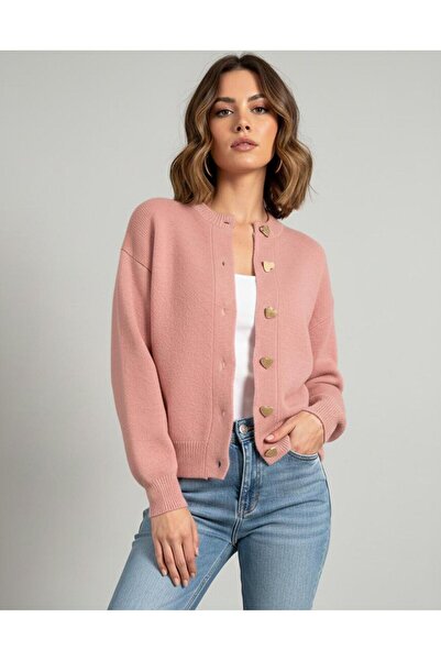 hidafashion HEART BUTTONED CARDIGAN