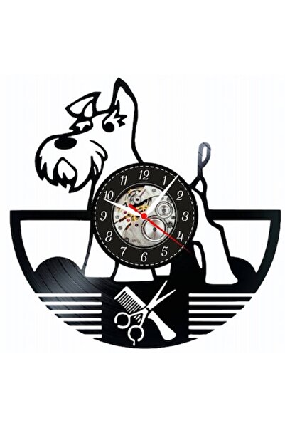 OEM Ceas de perete pentru îngrijirea câinilor, design Schnauzer, vinil recicl...