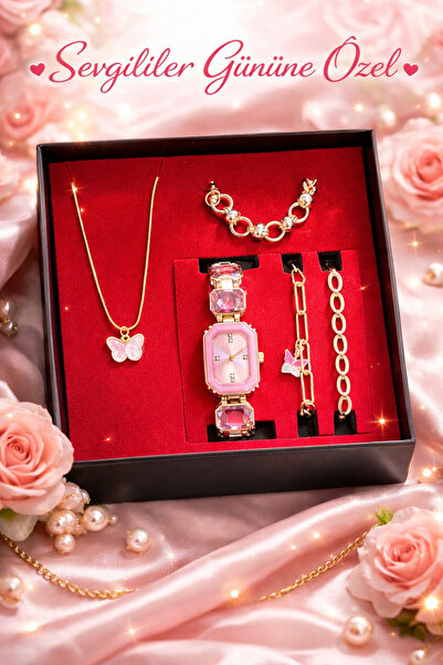 CLUPPOLOON Cut Stone Women's Watch Set Bracelet Necklace Watch Valentine's Da...