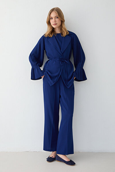 Melike Tatar Pleated Sleeve Suit 32-2614