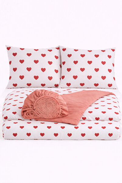 İQON Elastic Sheet Duvet Cover Set Double Size Klplr Krmz-243 Otlt
