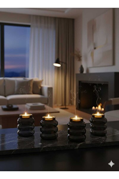 OEM Set of 4 Borosilicate Glass Candle Holders – Minimalist Bubble & Gold Design