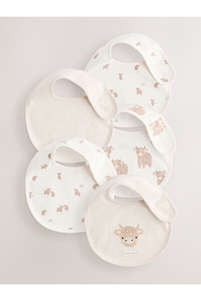 Next Baby 100% Cotton Natural Animal Pattern 5-Piece Bib Set