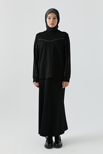Tuğba Taş Detaylı Etek Takım - Siyah
