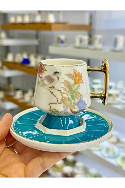 ROY KING MAVİ AYAKLI TEK KİŞİLİK TÜRK KAHVESİ FİNCANI