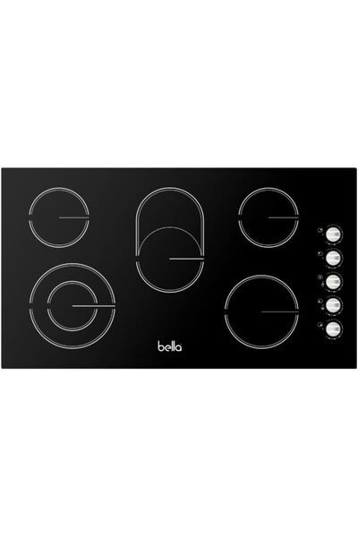 Bella Electric Stove, 5 Burner, Black Glass Top, Control Knobs