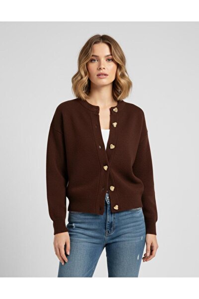 hidafashion HEART BUTTONED CARDIGAN