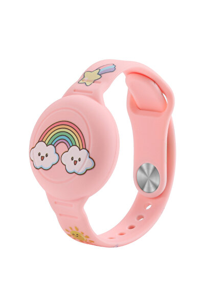 OEM Children's Pink Rainbow Silicone Strap for Apple AirTag, Waterproof