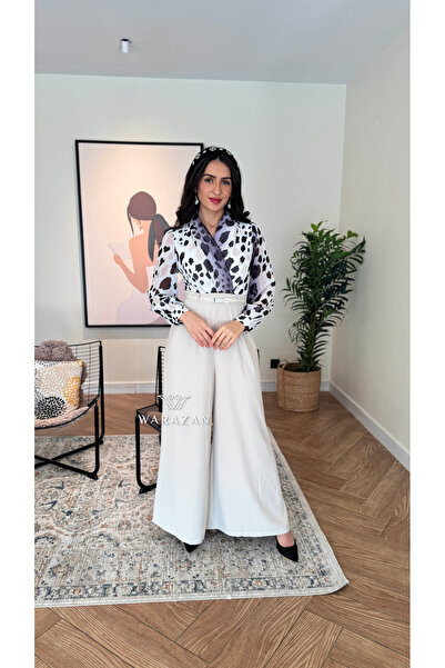 Warazan طقم ناعم كروس اوفر شيفون بنقشة زيبرا