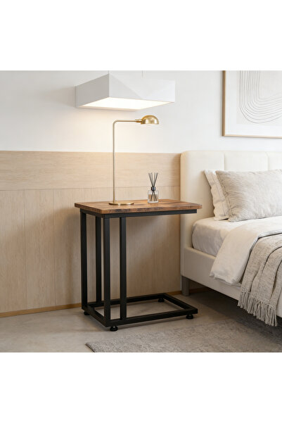 Ararico Minimalist Metal Side Table, Space‑Saving Bedside Snack Tray