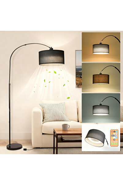 sharpdo Arc Floor Lamp with Fan, 12W 3-Color Dimmable, Remote Control, Marble...