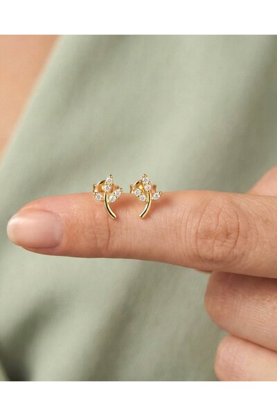 İNDİGO TAKI Minik Sarmaşık 14 Ayar Altın Küpe