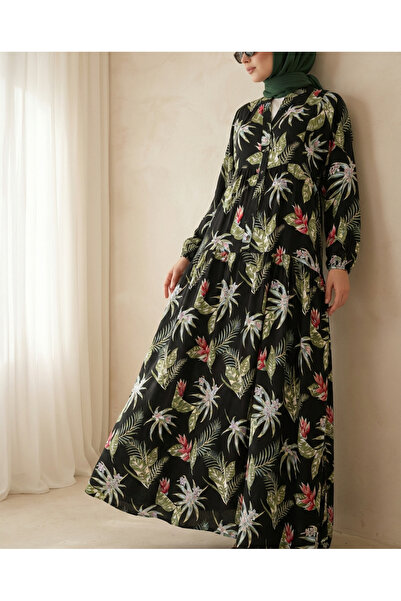 Modamorfo Γυναικείο Μακρύ Φόρεμα Hijab με σχέδιο 2585 - Κ. Μαύρο