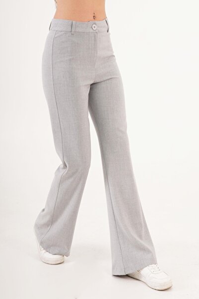 Hipo Trend High waist flare comfortable cut gray trousers