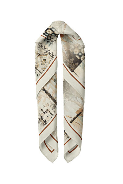 Sultan İpek Botanical Ethnic Geometric Scarf / Bandana 70X70Cm