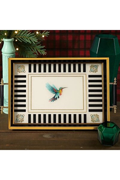 Concept ÇİLİNGİR ZÜCCACİYE Sinek Kuşu Desenli Modern Kahve Çay Sunum Tepsisi