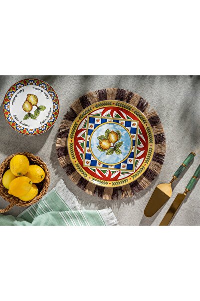 BIRCH BRUSH Birch&Brush Costiera Amalfitana Limon Desenli Servis Tabağı