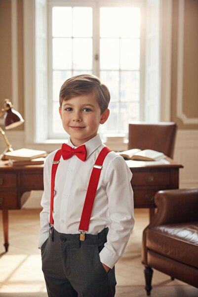 Balgüneş Tekstil Erkek Çocuk Pantolon Askısı ve Papyon Seti