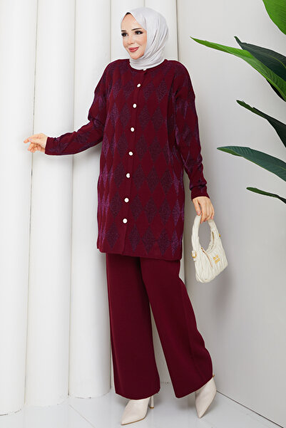 KAYA BUTİK Baklava Sim Textured Cardigan Set