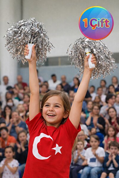 TOYFEST PonPon metalne sjajne srebrne pomponke za navijanje, izdržljive Lagan...