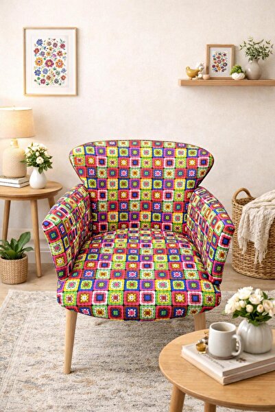 VENQM Figürlü Desenli Berjer