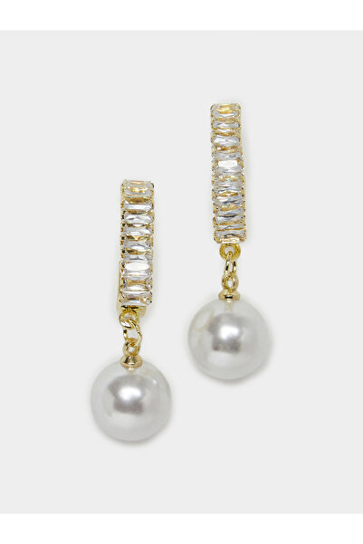 Styli Gold-Tone Pearl Drop Dangle Earrings