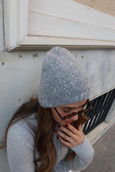 Tina İstanbul Stone Embroidered Beret Gray
