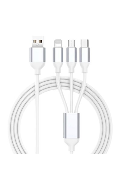 NACG Universal 3lü Kablo Type-c Micro Usb Iphone Lightning Uçlu 3in1 Çoklu Şa...